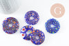 Pendentif donut millefiori,verre murano, cabochons verre, verre millefiori,fait main,pendentif rond verre,29-39mm X1 G1451