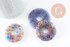 Pendentif donut millefiori,verre murano, cabochons verre, verre millefiori,fait main,pendentif rond verre,29-39mm X1 G1451