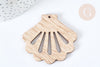 Pendentif en bois coquillage ajouré 52mm,création bijoux bois, X2 G7275