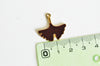 Pendentif feuilles gingko zamac doré émail bordeau,breloque laiton feuille Gingko pour création bijoux doré,22.5mm, X2 G5285