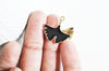 Pendentif feuilles gingko zamac doré émail noir,breloque laiton feuille Gingko pour création bijoux doré,22.5mm, X2 G5283