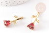 Pendentif fleur rose émail rouge, Pendentif laiton doré, bijou laiton,fleur laiton bijoux,pendentif fleur doré 27mm, X1 G3245