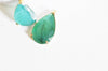 Pendentif goutte agate vert support doré, pendentif pierre,agate naturelle,agate verte,création bijoux, pierre naturelle, 32mm, x1 G2435