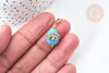 Pendentif goutte amulette oeil howlite de synthèse acier inoxydable doré 27mm, x1 G7625