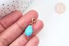 Pendentif goutte amulette oeil howlite de synthèse acier inoxydable doré 27mm, x1 G7625