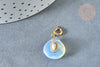 Pendentif goutte amulette opalite acier inoxydable doré 21mm, pendentif pierre naturelle, x1 G7643