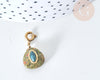 Pendentif goutte amulette unakite naturelle acier inoxydable doré 21mm, pendentif pierre naturelle, x1é G7630