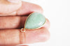 Pendentif goutte aventurine verte naturelle fer doré 31mm, x1 (G2333)