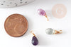 Pendentif goutte fluorite violette,pendentif bijoux, pendentif pierre, fluorite naturelle,16mm, x1 G4438