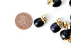 Pendentif goutte goldstone bleu foncé doré,pierre synthétique,17-19mm, x1 G4379