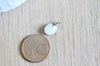 Pendentif goutte jade blanc naturel 14mm,pendentif création bijoux pierre x1 G3721