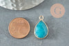 Pendentif goutte jade bleu doré, pendentif jade, pendentif bijoux pierre,jade naturel, jade teinté bleu,24mm, x1 G4785