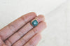 Pendentif goutte jade naturel bleu turquoise laiton doré 18mm, x1 (G0422)