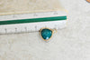 Pendentif goutte jade naturel bleu turquoise laiton doré 18mm, x1 (G0422)