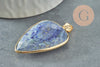 Pendentif goutte lapis lazulis naturel laiton doré 40mm, x1 (G0488)