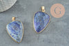 Pendentif goutte lapis lazulis naturel laiton doré 40mm, x1 (G0488)