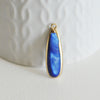 Pendentif goutte nacre naturelle bleue doré,nacre bleu ,bijou nacre,coquillage bleu, x1 G3098