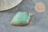 Pendentif hexagone aventurine verte naturelle fer doré 30mm, x1 (G5173)