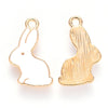 Pendentif lapin zamac doré émail blanc 17mm,pendentif doré pour création de bijoux,lot de 5 G6101