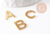 Pendentif lettre initiale alphabet acier inoxydable doré 10mm, x1 (G3071)