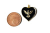 Pendentif médaille coeur oiseau émail laiton doré 18K pendentif laiton coeur,sans nickel,22.5mm, x1 G4273