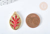 Pendentif médaille étoile laiton doré 20K émail rouge ,pendentif doré pendentif laiton doré,13.7x9mm,X1 G7566