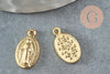 Pendentif médaille ovale Vierge Marie or 18K, pendentif laiton, sans nickel, notre dame, madonne,14mm, X5 G3705