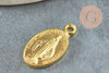 Pendentif médaille ovale Vierge Marie or, pendentif laiton, sans nickel, notre dame, madonne,17.5mm, X1 G3772