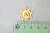 Pendentif médaille ronde monnaie zircons, pendentif doré, médaillon,métal doré, création bijoux, médaille or ,21mmG3476