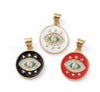 Pendentif médaille ronde oeil émail rouge laiton doré 18K et cristal zircon,pendentif laiton amour pour création bijoux,16mm,X1,G3298