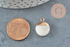 Pendentif nacre blanche naturelle laiton doré 16.5mm,pendentif rond nacre,coquillage blanc, x2 G3034