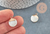 Pendentif nacre blanche naturelle laiton doré 16.5mm,pendentif rond nacre,coquillage blanc, x2 G3034