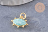 Pendentif oeil amazonite naturelle argent 925 doré 18K 15mm,pendentif amulette pierre naturelle x1 (G9871)