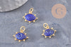 Pendentif oeil lapis lazuli naturel argent 925 doré 18K 15mm,pendentif amulette pierre naturelle x1 (G9868)