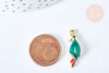 Pendentif oiseau Perroquet laiton doré 16k émail coloré25,5mm,pendentif animal création bijoux DIY, x1 G6987