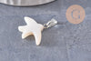 Pendentif oiseau hirondelle nacre blanche naturelle laiton platine 21.5mm, création bijoux coquillage blanc, x1 (G9913)