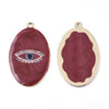 Pendentif ovale oeil protecteur émail rouge bordeau zamac doré 39mm, pendentif laiton émaillé,sans nickel,X1 G5915