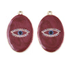 Pendentif ovale oeil protecteur émail rouge bordeau zamac doré 39mm, pendentif laiton émaillé,sans nickel,X1 G5915