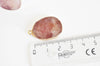 Pendentif ovale quartz fraise fer doré 28mm, x1 (G1138)