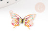 Pendentif papillon filigrane coloré laiton doré 16.5x19mm , pendentif sans nickel,x2 G4666