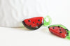 Pendentif pastèque fruit rouge,perle verre tchèque,fruit verre,pendentif verre,verre artisanal,pendentif chance,15-19mm,x5 G4234