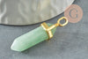 Pendentif pointe aventurine verte naturelle laiton doré 37-41mm, pendentif bijou pierre naturelle, x1 G1957