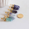 Pendentif pointe fluorite violette verte,pendentif bijoux, pendentif pierre, création bijoux,fluorite naturelle,40mm, x1 G5656