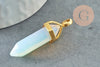 Pendentif pointe opalite opaque zamac doré 37~40mm, pendentif bijoux pierre, opalite naturelle, 37~40mm, x1 G0087