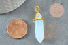 Pendentif pointe opalite opaque zamac doré 37~40mm, pendentif bijoux pierre, opalite naturelle, 37~40mm, x1 G0087