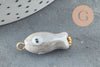 Pendentif poisson porcelaine multicolore Acier 304 inoxydable doré 25mm, x1 (G9816)