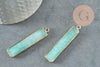 Pendentif rectangle amazonite naturelle laiton doré 46.5mm,création bijoux pierre naturelle, x1 G0299