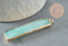 Pendentif rectangle amazonite naturelle laiton doré 46.5mm,création bijoux pierre naturelle, x1 G0299