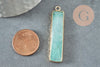 Pendentif rectangle amazonite naturelle laiton doré 46.5mm,création bijoux pierre naturelle, x1 G0299