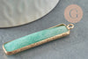 Pendentif rectangle aventurine naturelle laiton doré 46.5mm,création bijoux pierre naturelle, x1 G1959